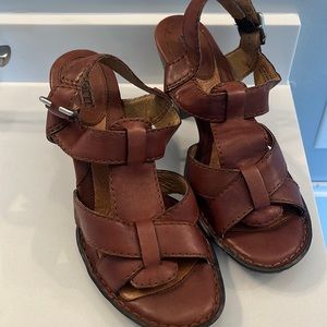 Born brown leather heel sandals